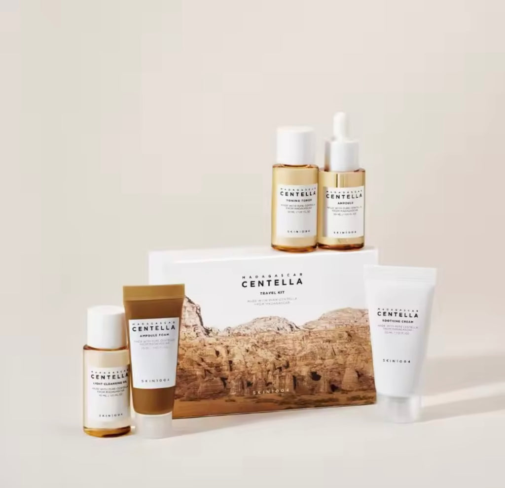 Madagascar Centella Kit de voyage, tonique, Ampoule, crème apaisante, huile nettoyante, mousse d'ampoule, soins de base pour la peau, Mini 5 pièces