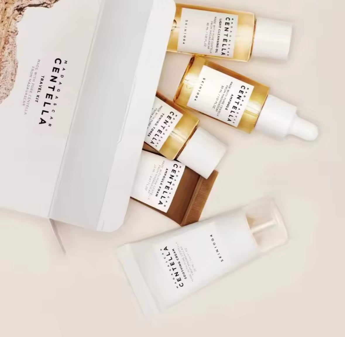 Madagascar Centella Kit de voyage, tonique, Ampoule, crème apaisante, huile nettoyante, mousse d'ampoule, soins de base pour la peau, Mini 5 pièces