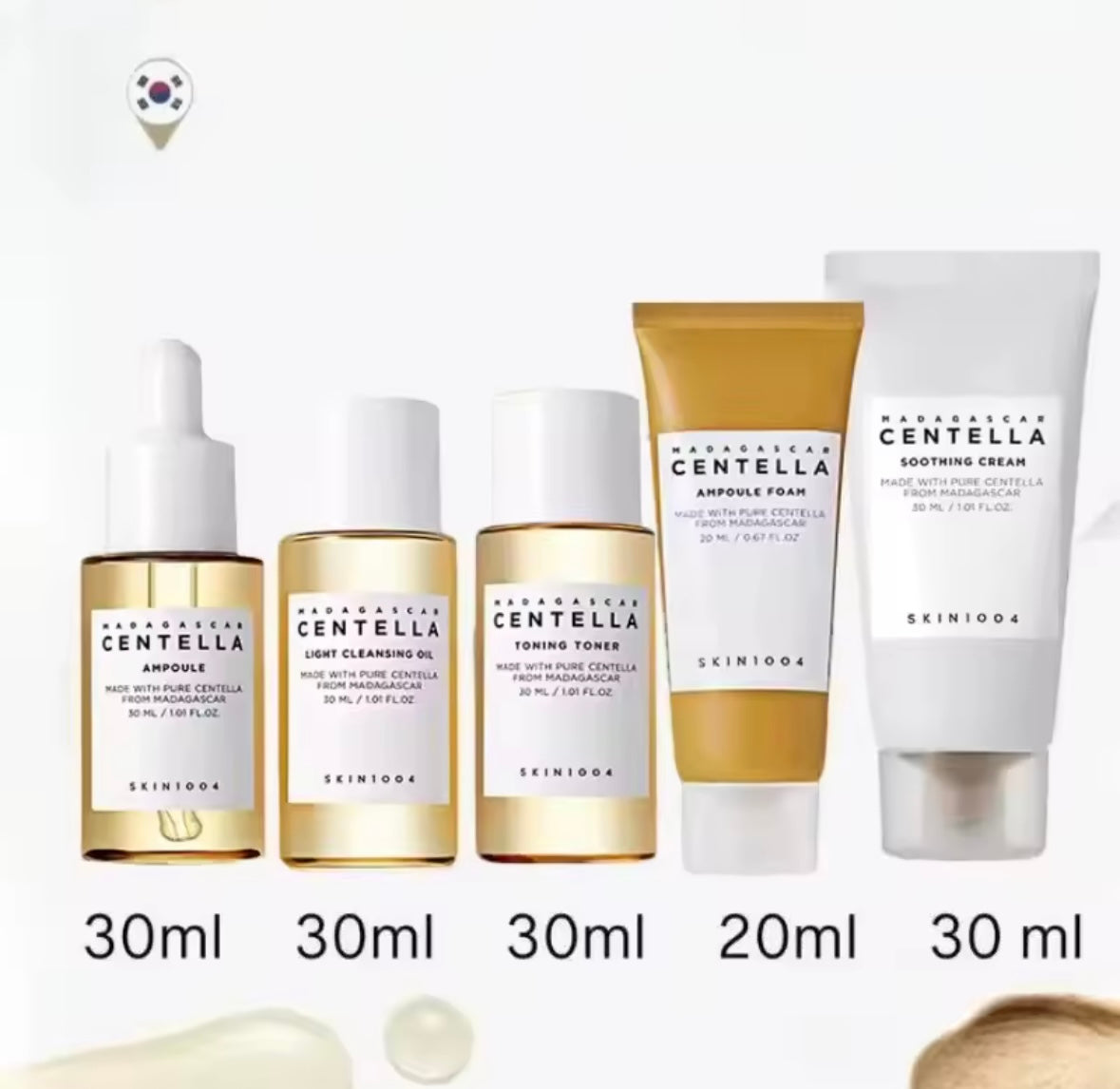 Madagascar Centella Kit de voyage, tonique, Ampoule, crème apaisante, huile nettoyante, mousse d'ampoule, soins de base pour la peau, Mini 5 pièces